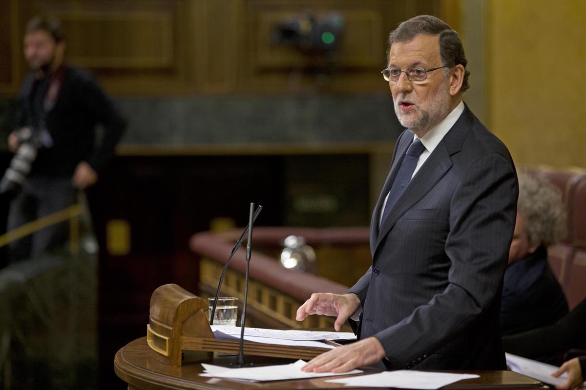 27/10/2016. Mariano Rajoy asiste al debate de investidura. Segunda jornada. El presidente del Gobierno en funciones y candidato a la reelecc...